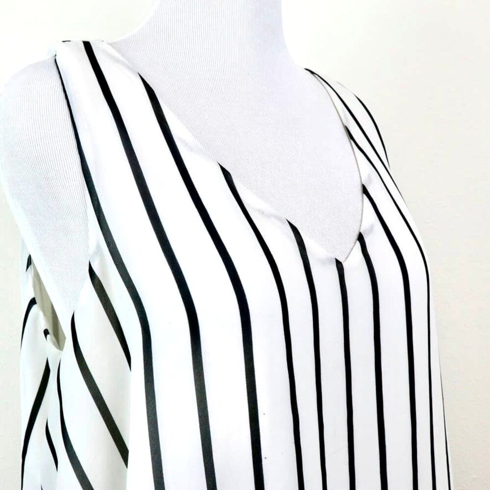 Torrid Size 2X Georgette Layer Blouse Swing Tank Stripe White Black - Picture 9 of 12